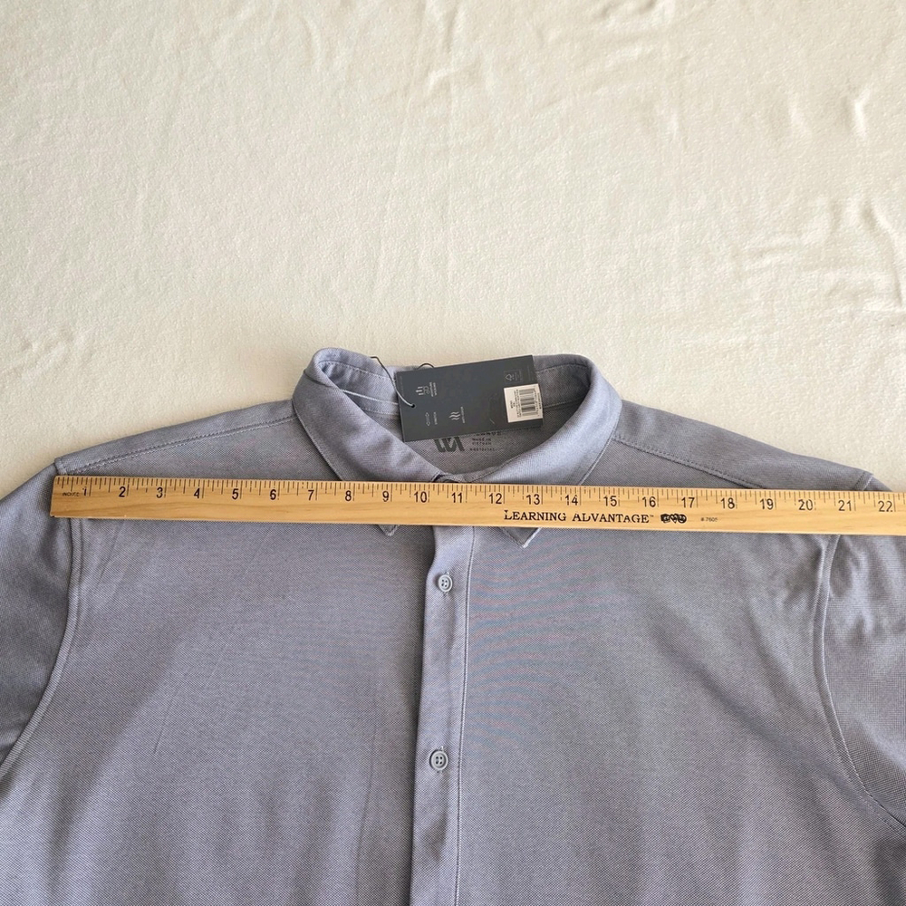 Athleisure Workwear VRST Button Down Shirt Men’s XXL Grey Heather Stretch Polo - Picture 7 of 10